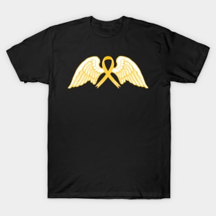 Yellow Awareness Ribbon with Angel Wings 2 T-Shirt